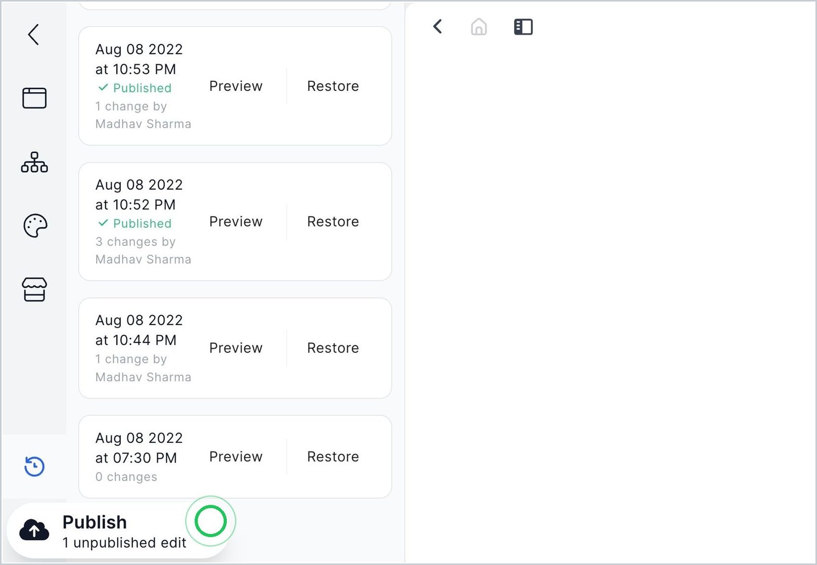 How can I see the number of Unpublished Changes? — step 1