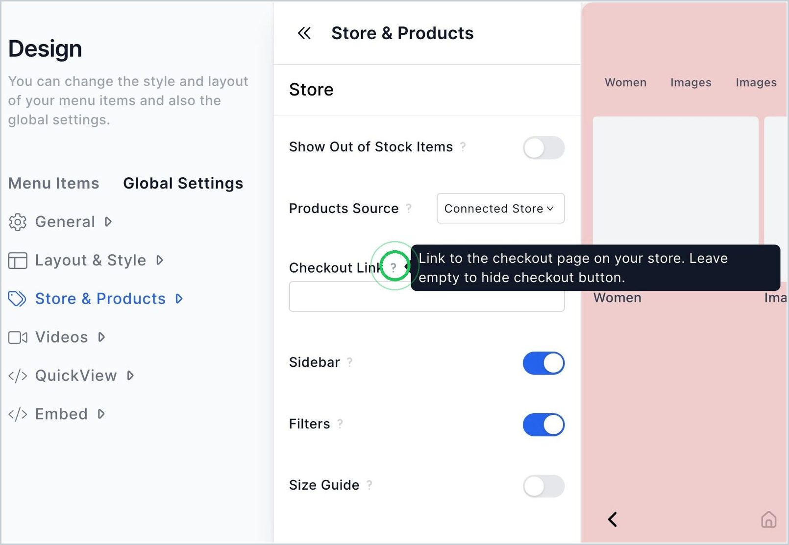 How do I add a 'Checkout Link'? — step 1