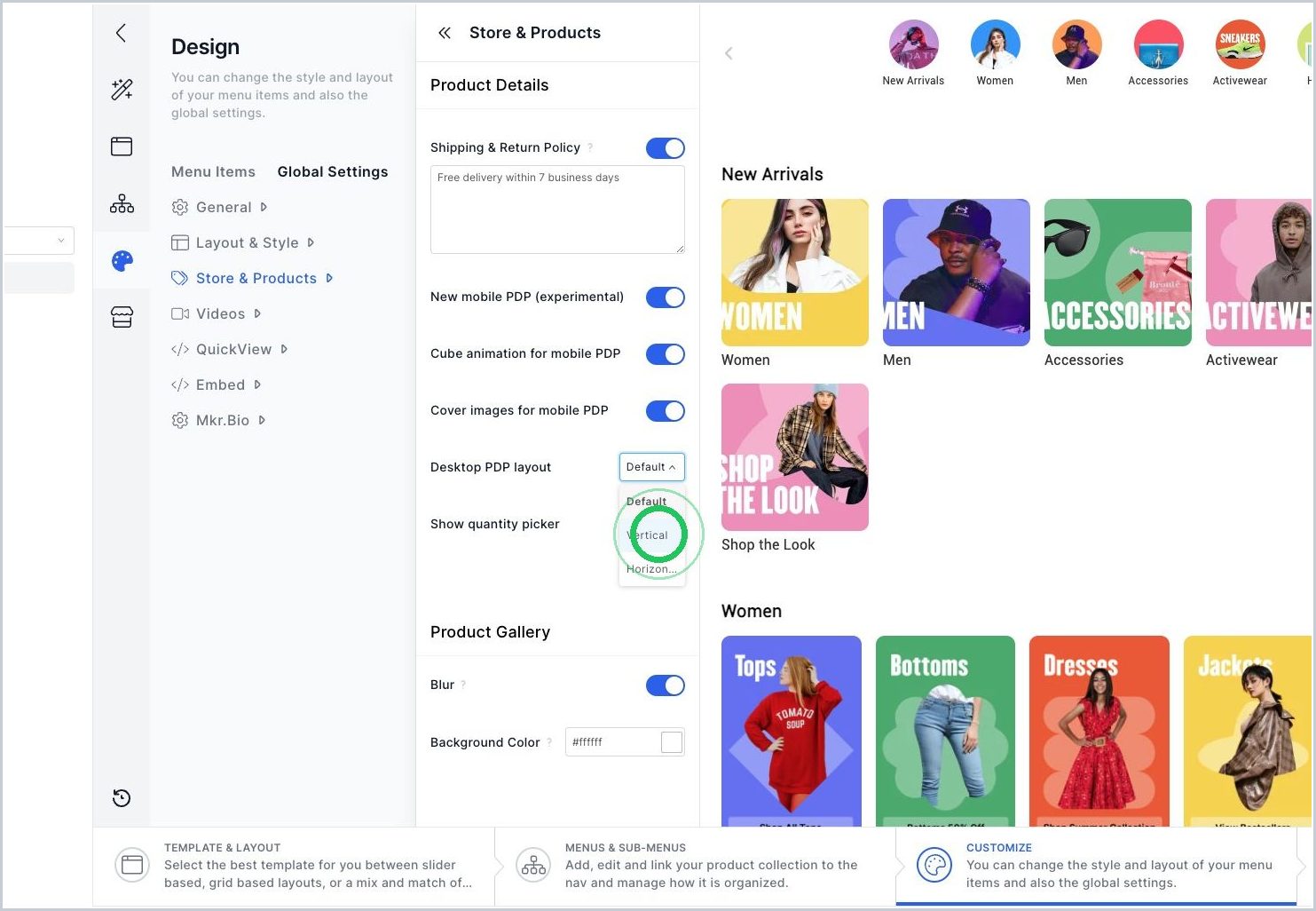 How do I select the desktop PDP layout? — step 3