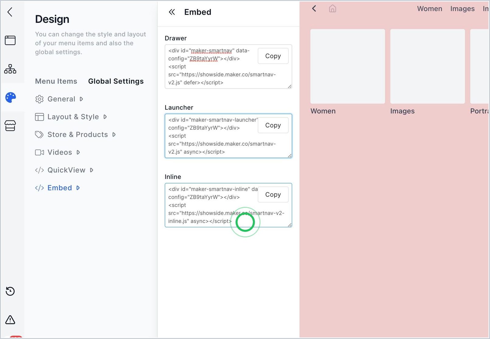 How do I embed Nav on my website? — step 4