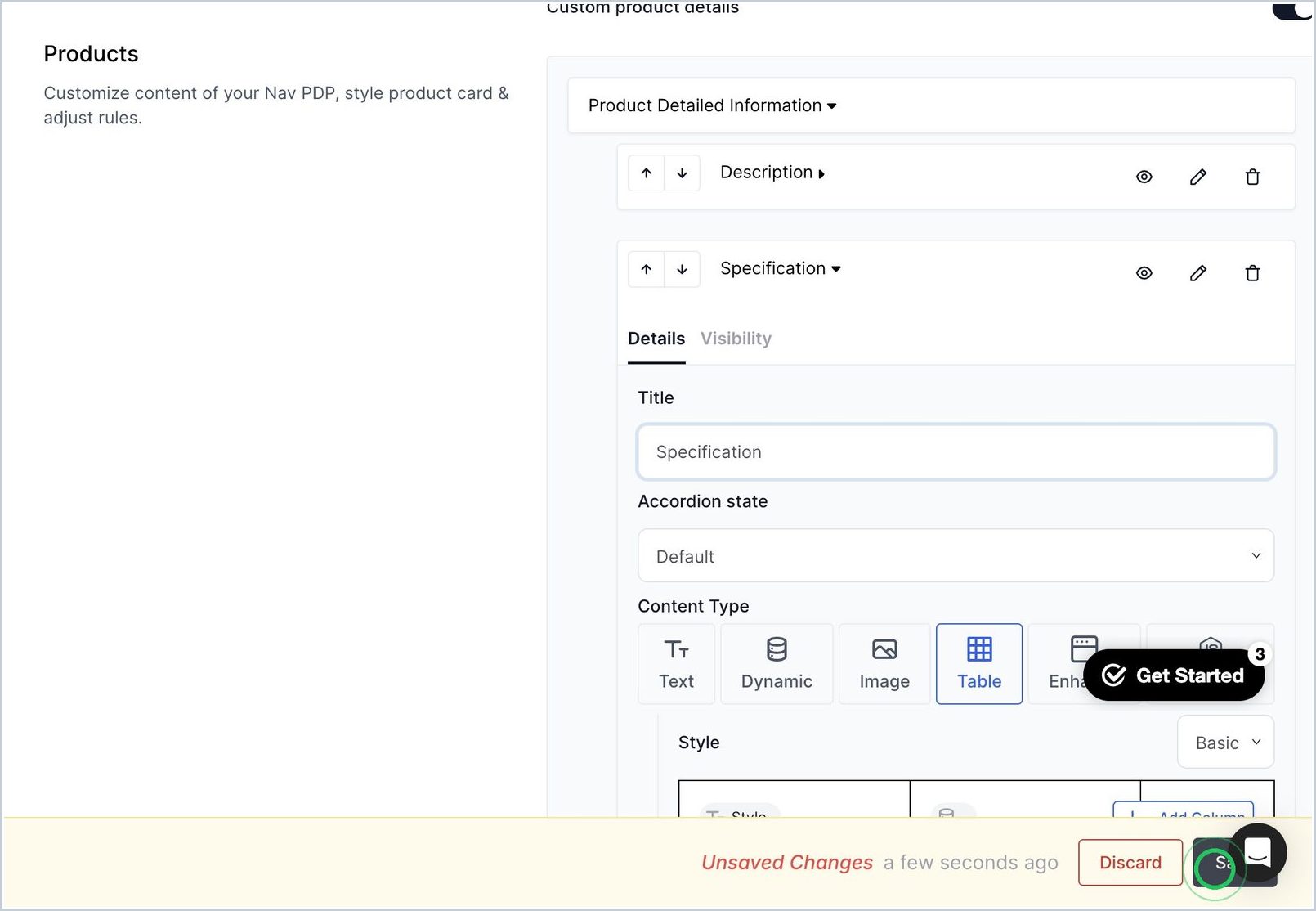 How do I add a table in my product details section on a PDP? — step 15