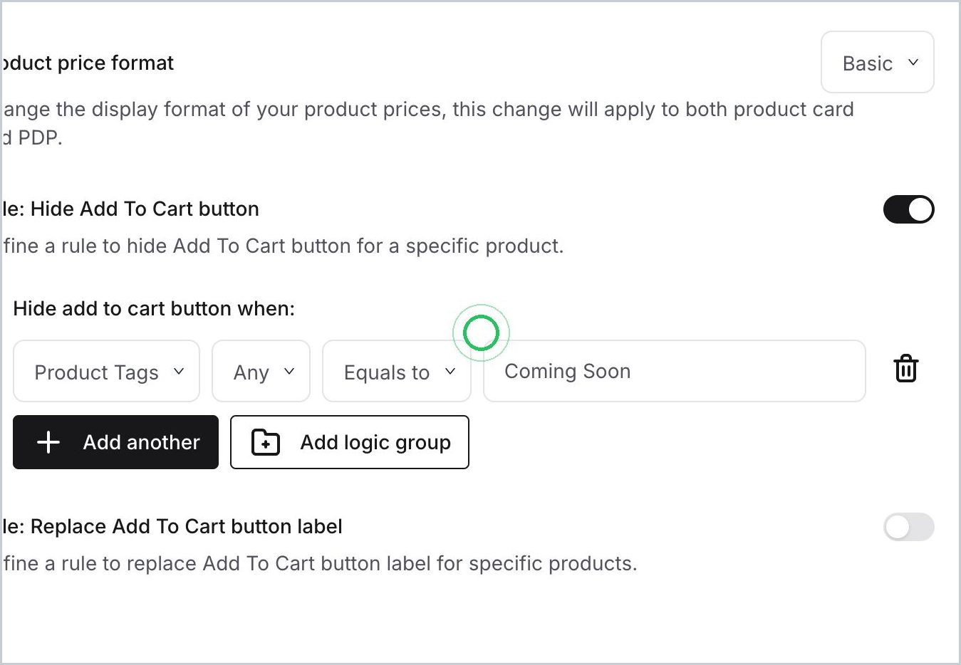 How do I add  hide or replace the 'Add to Cart' CTA — step 3