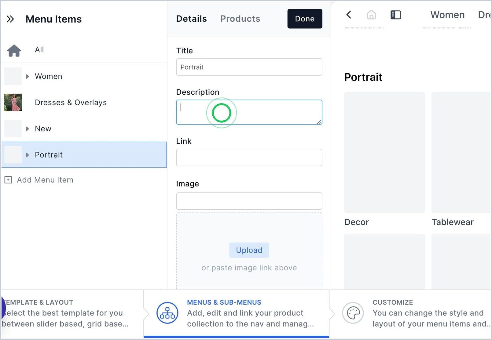 How do I add a description for my Menu/Sub-Menu items? — step 2
