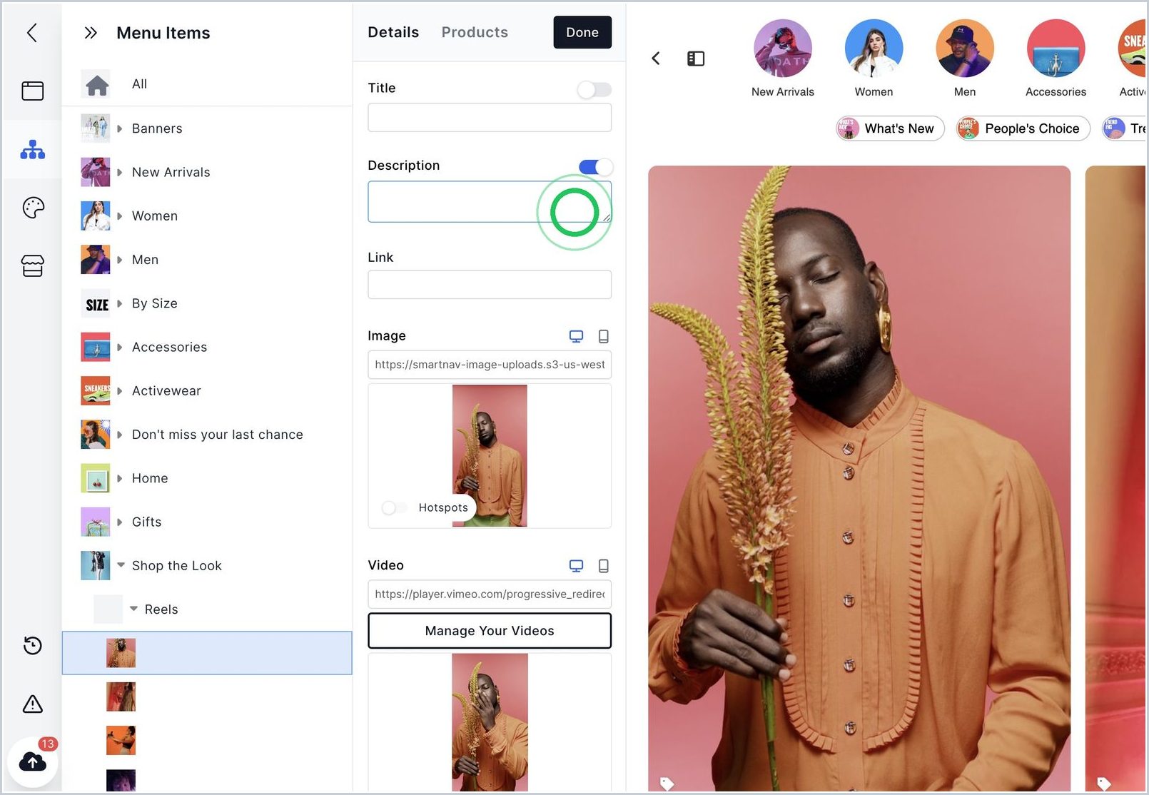 How can I add description and add products to my videos and photos? — step 1