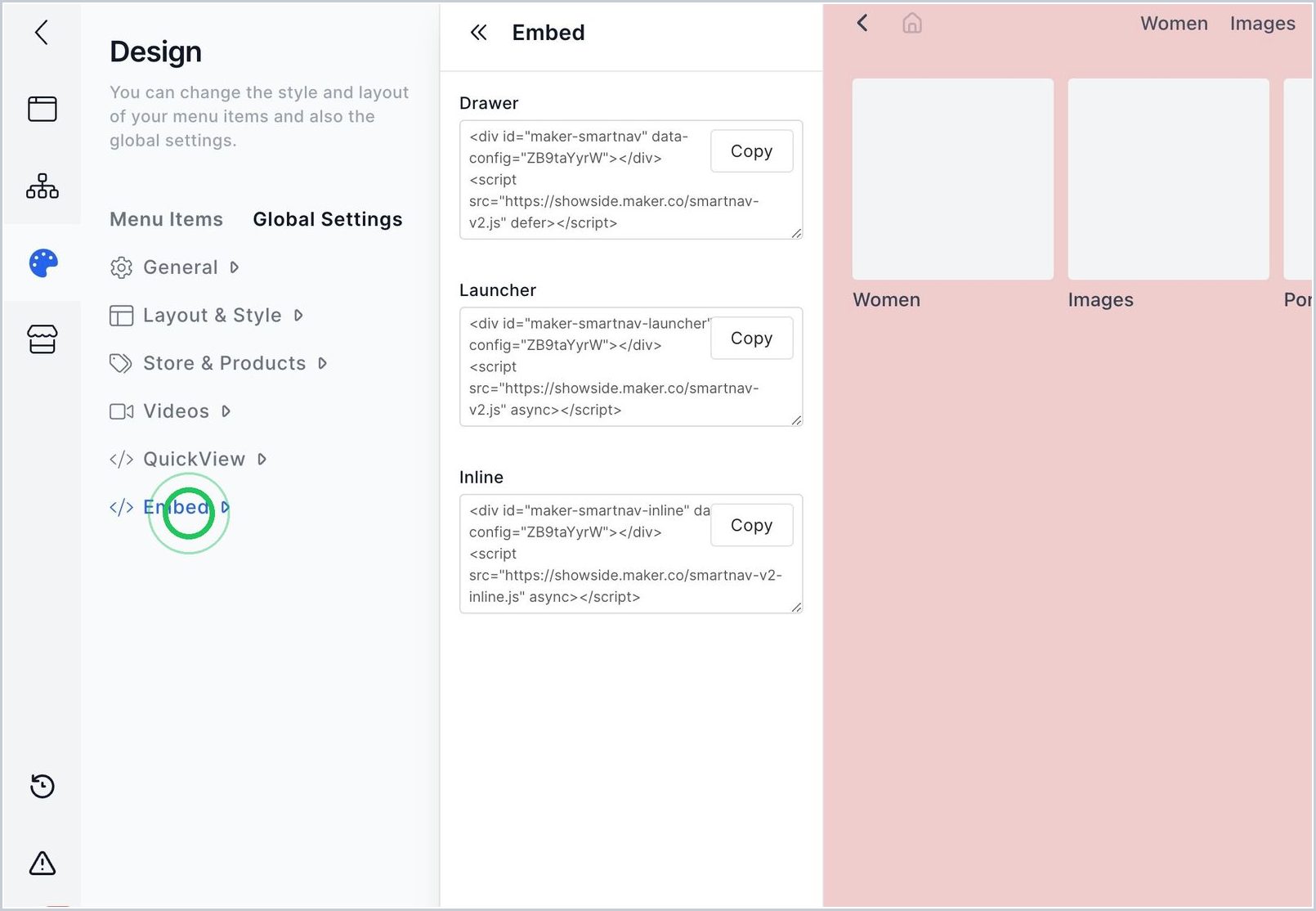 How do I embed Nav on my website? — step 1