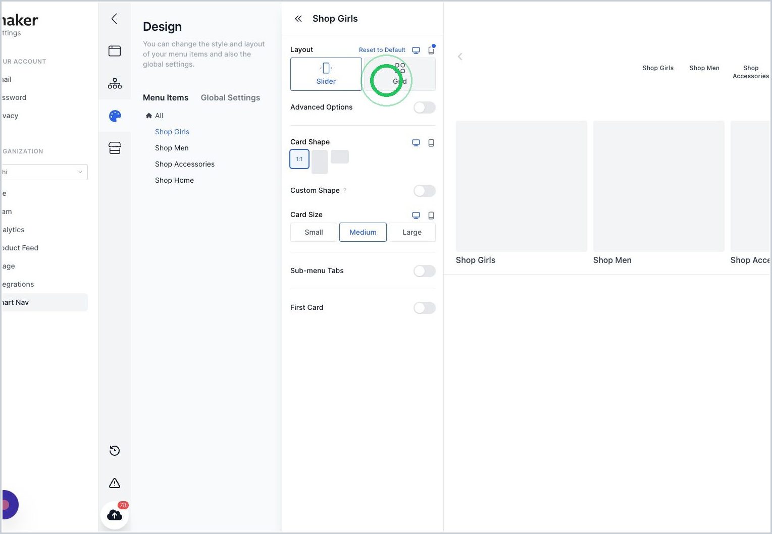 How do I customize the layout of menu items for desktop or mobile? — step 4