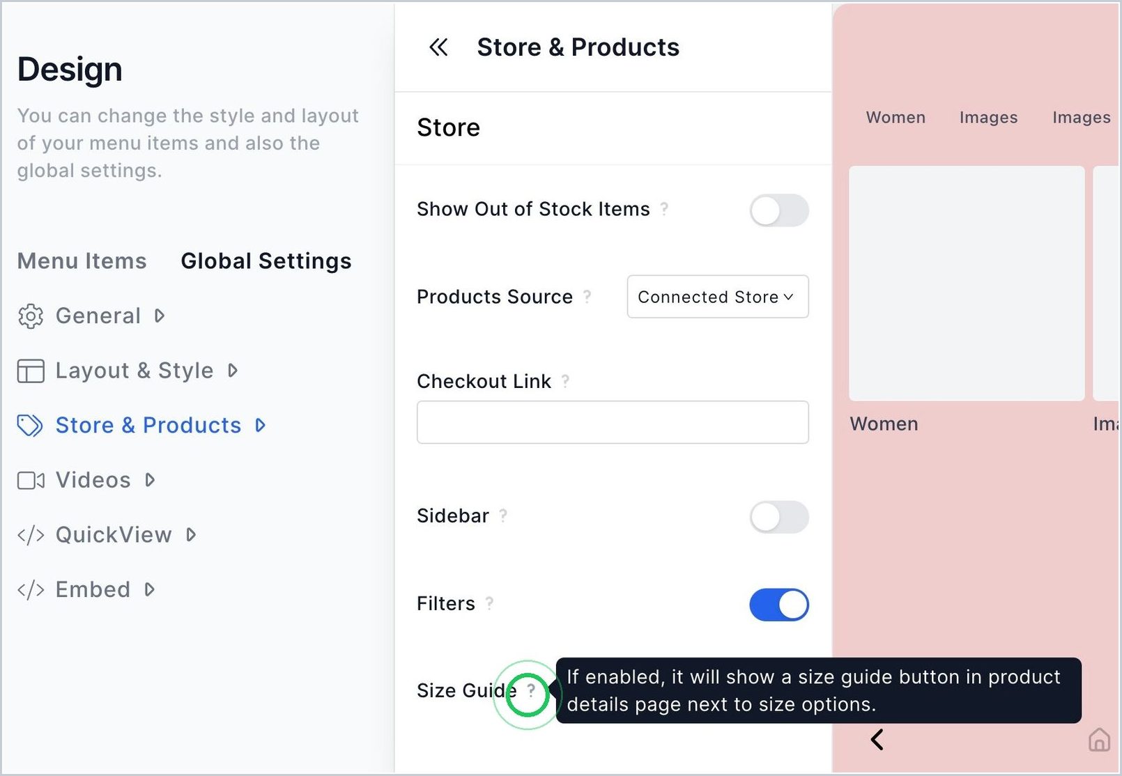 How can I add a Size Guide? — step 2