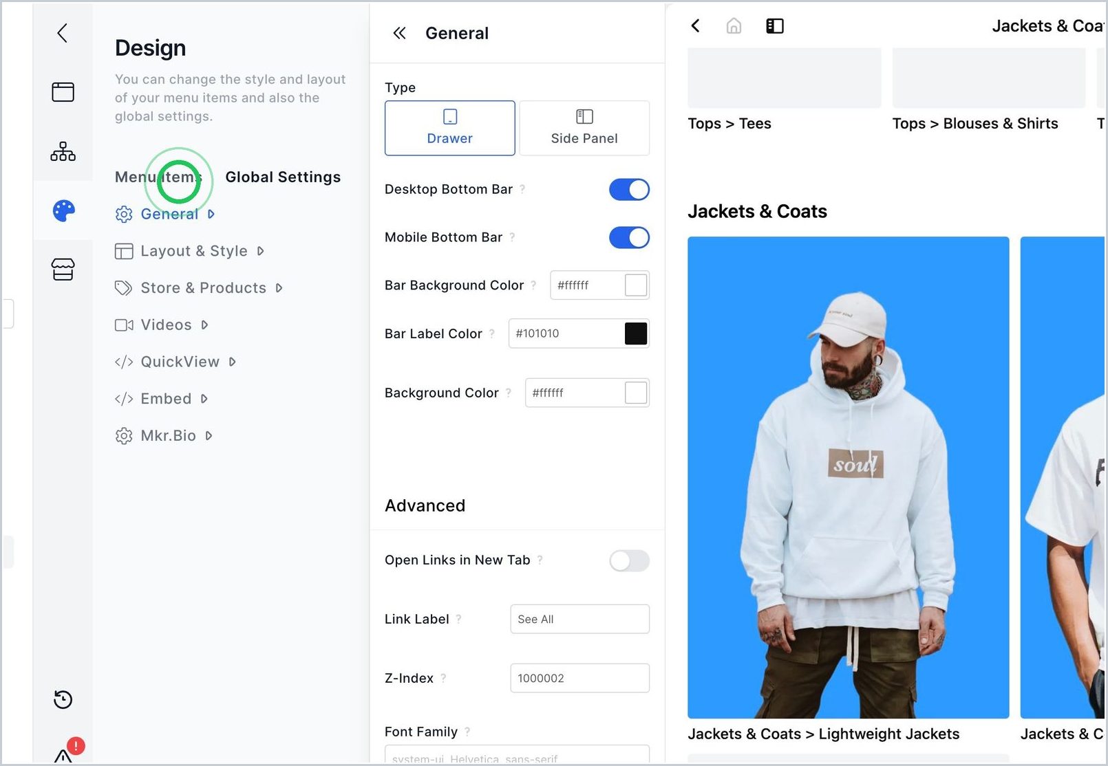 How can I enable 'Tabbed Menu' in my Nav? — step 1