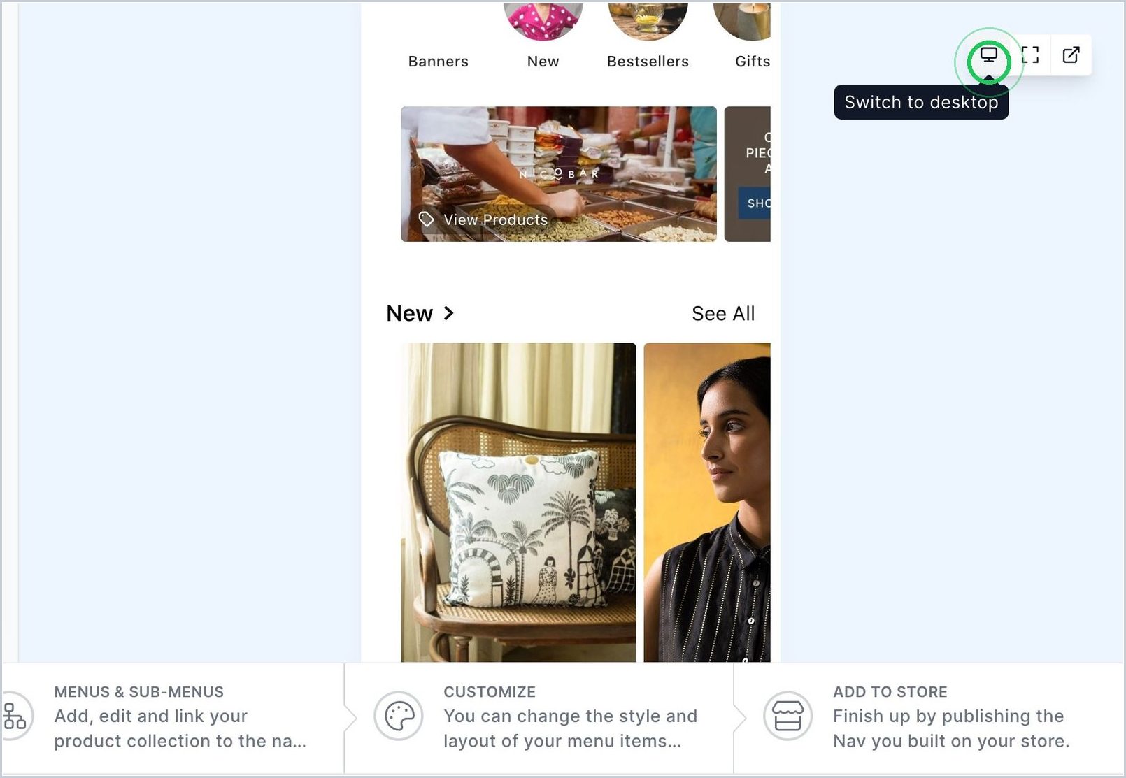How can you see the desktop or mobile preview of your nav? — step 3