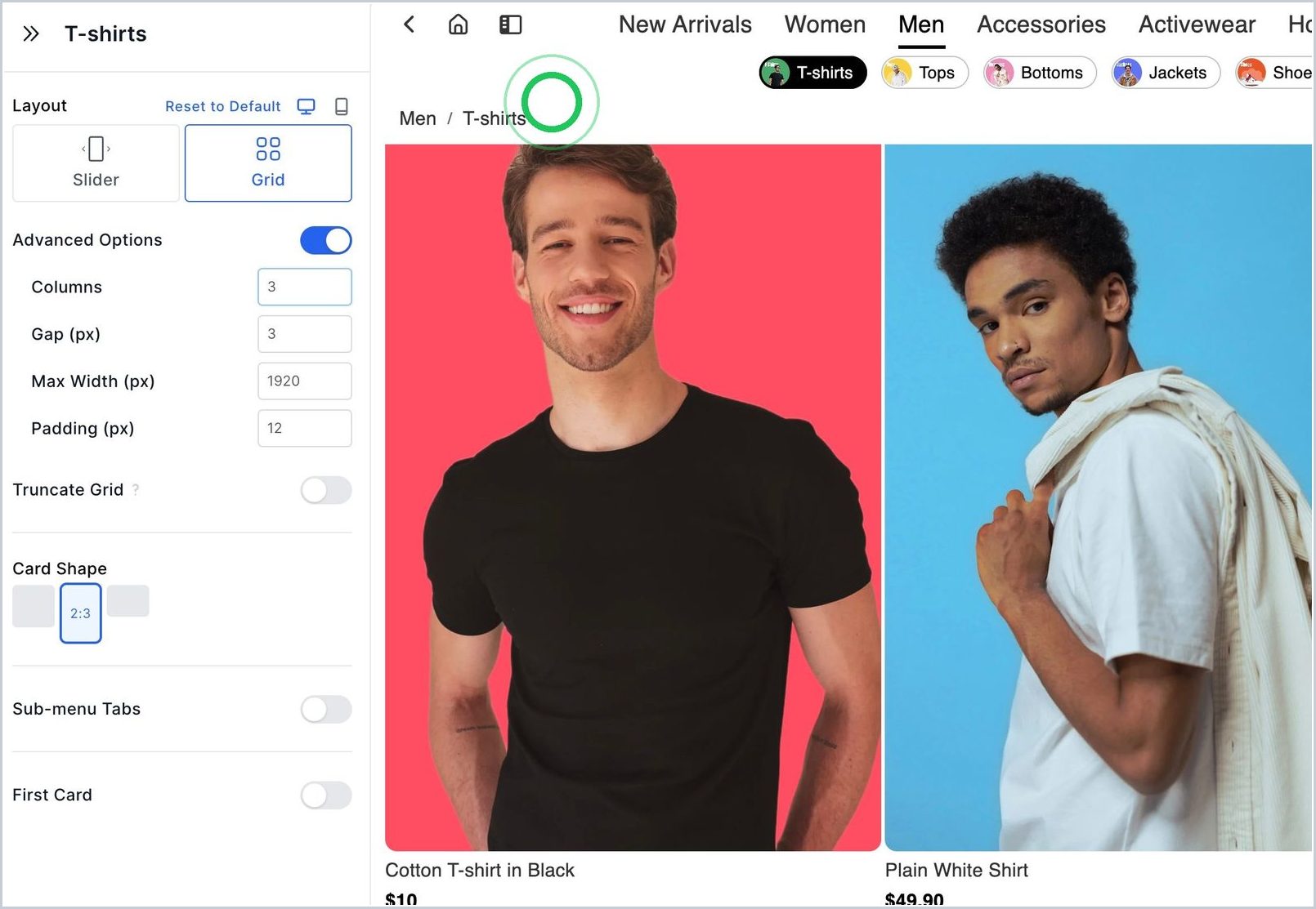 How can I customize the layout of my Grid Menu? — step 2