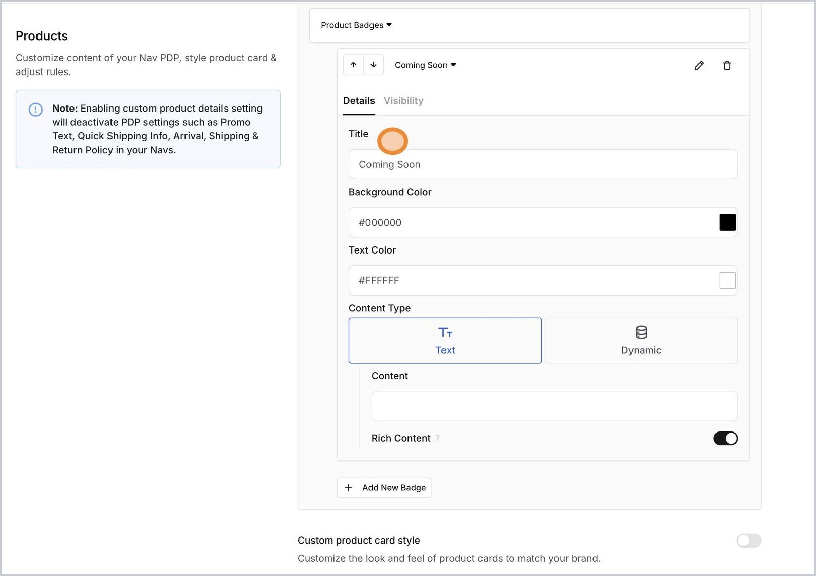 How do I add a Badge on my PDP ? — step 3