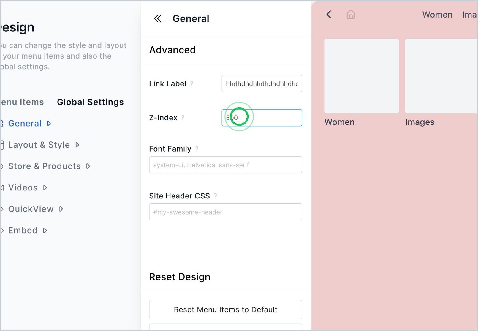 How can I change the Z-Index? — step 1
