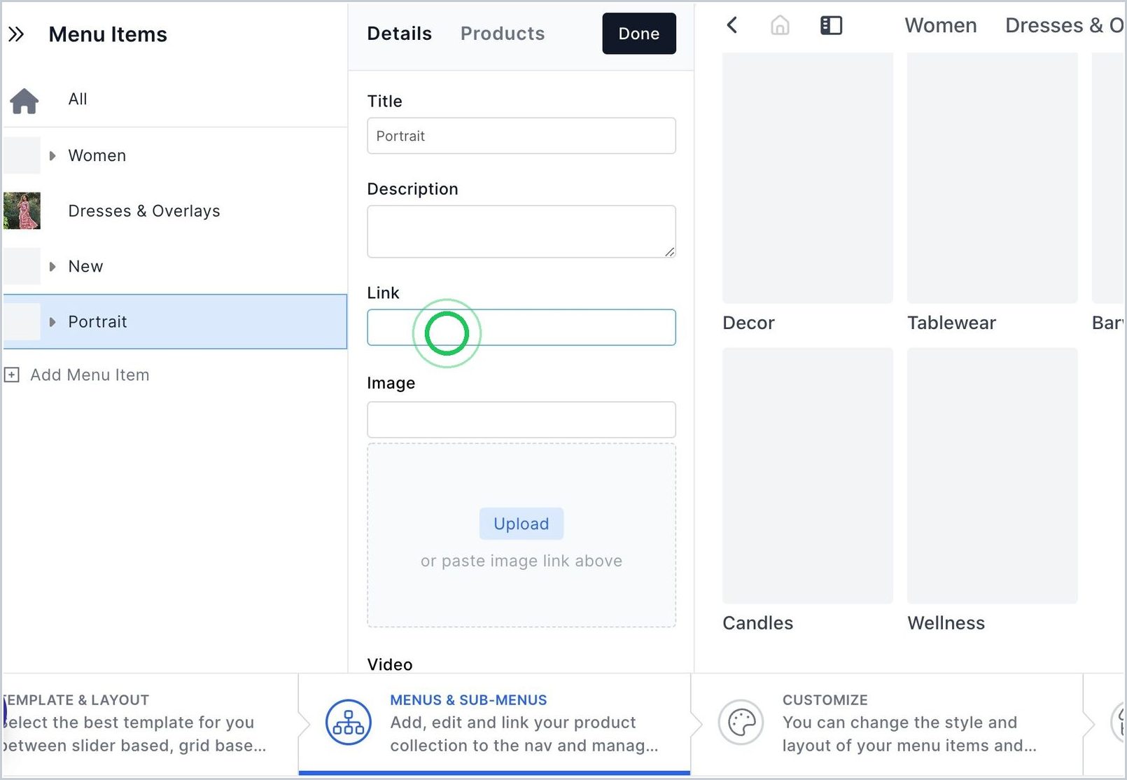 How do I add a Link in my Menu/Sub-Menu items? — step 2