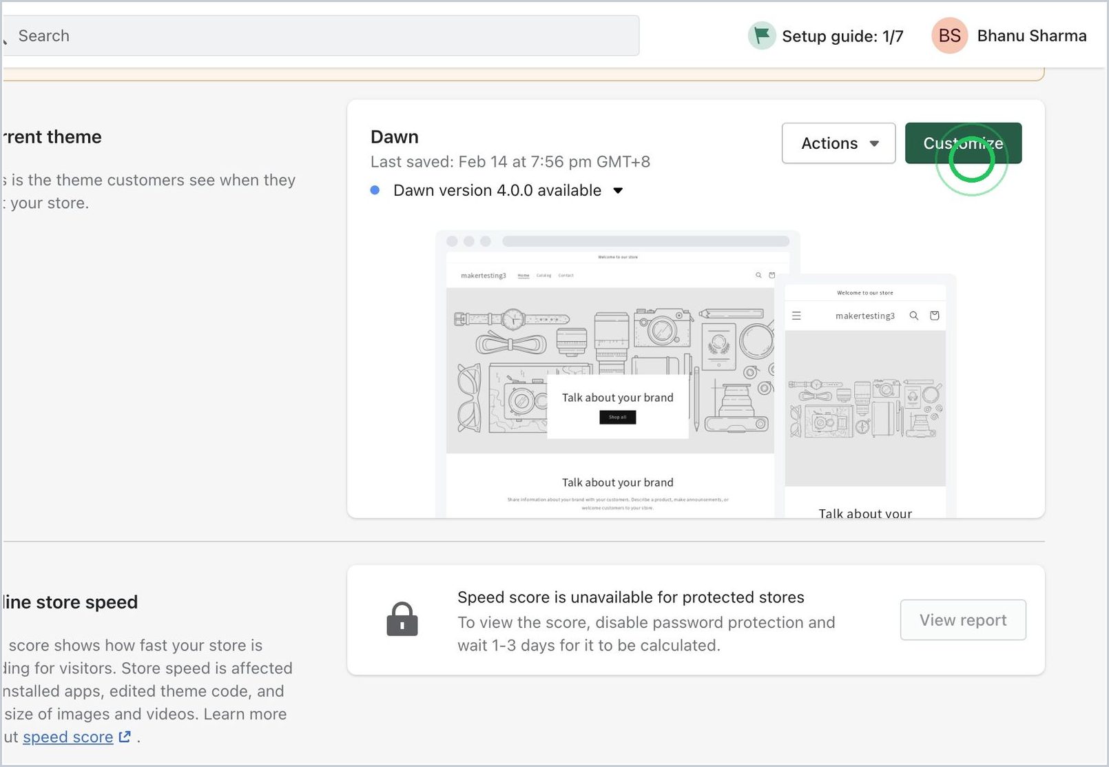 How do you enable Bottom Bar in the Shopify theme? — step 2