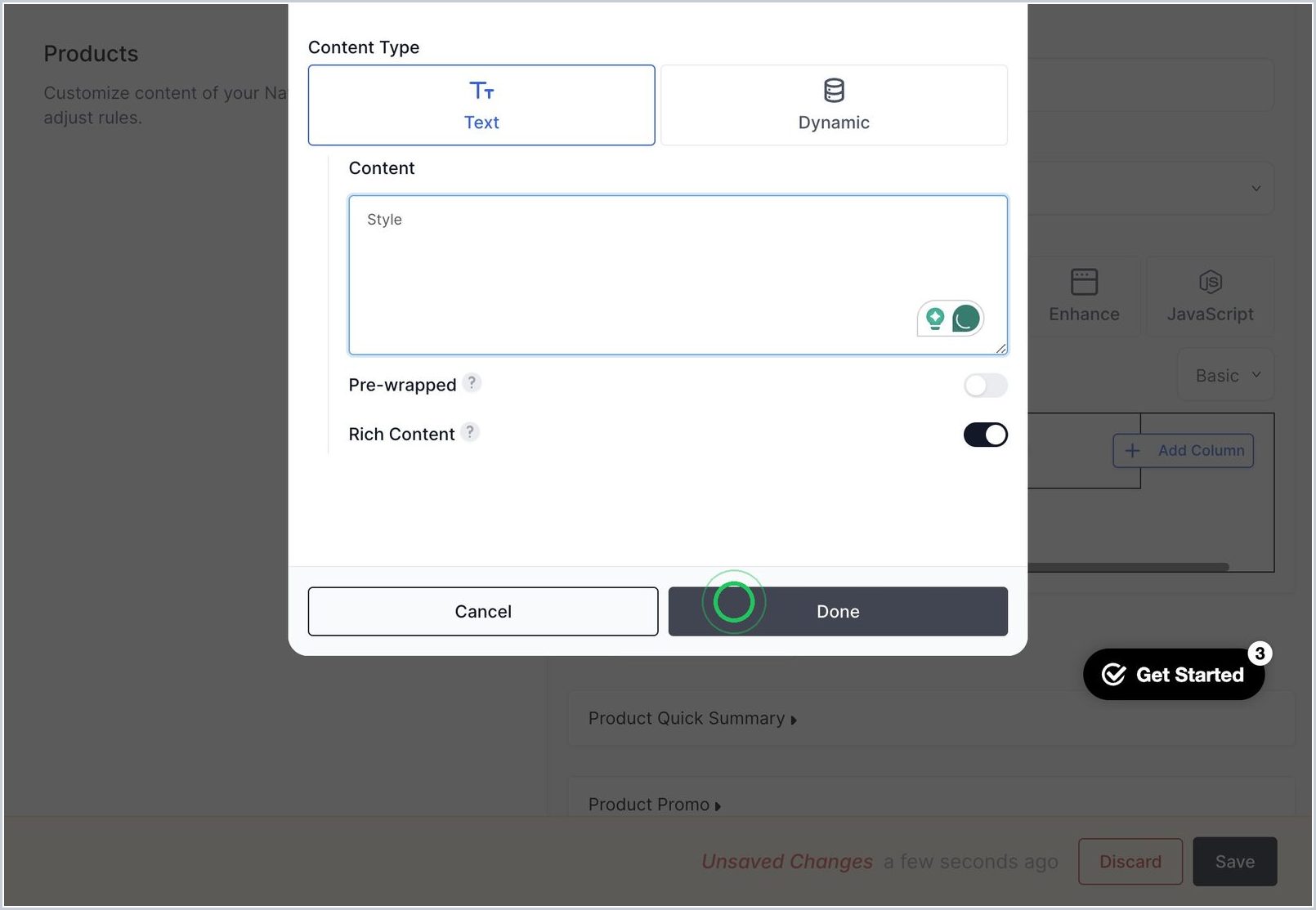 How do I add a table in my product details section on a PDP? — step 12