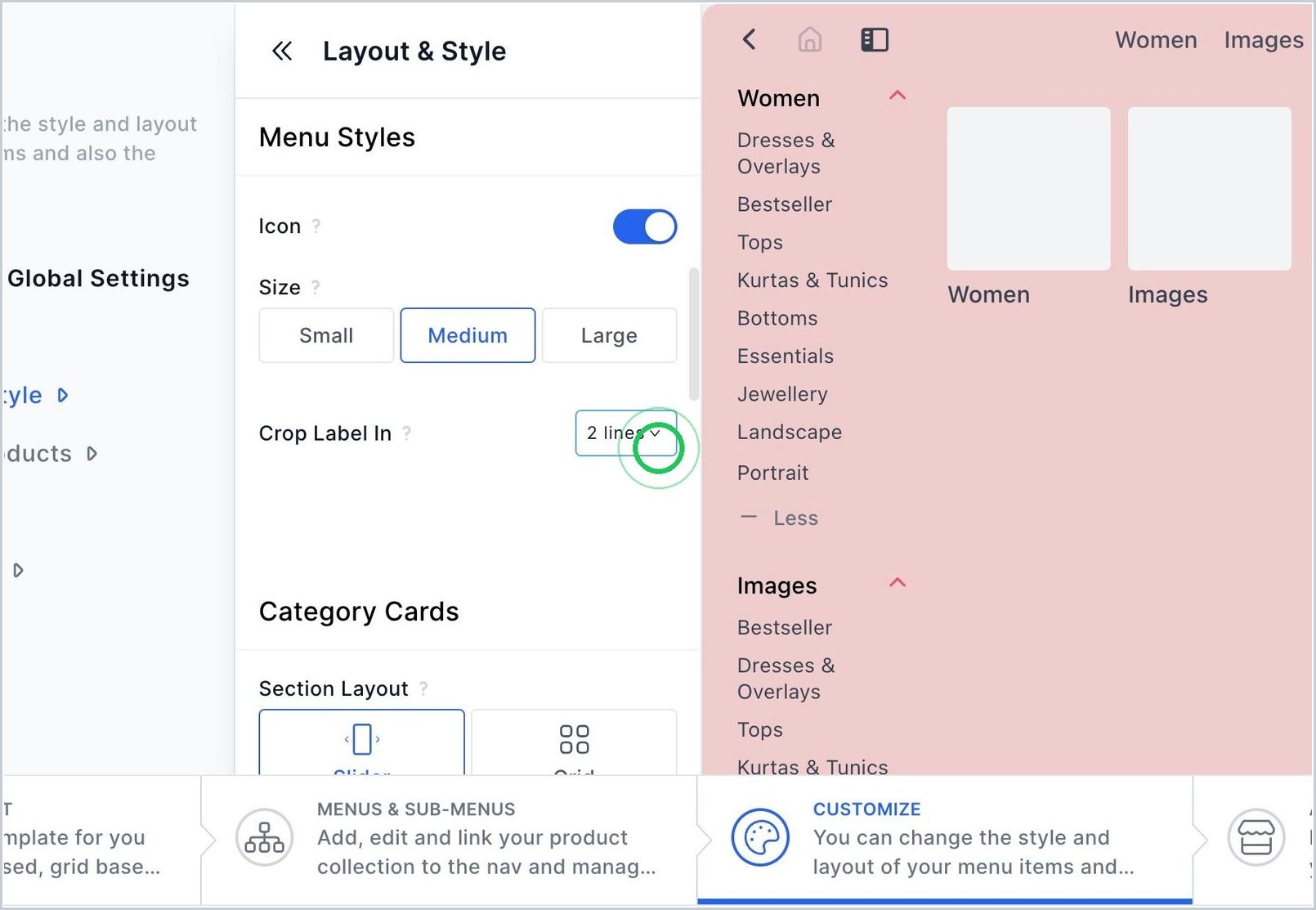 How can I customize Sub-Menu/Category card title line truncation? — step 2