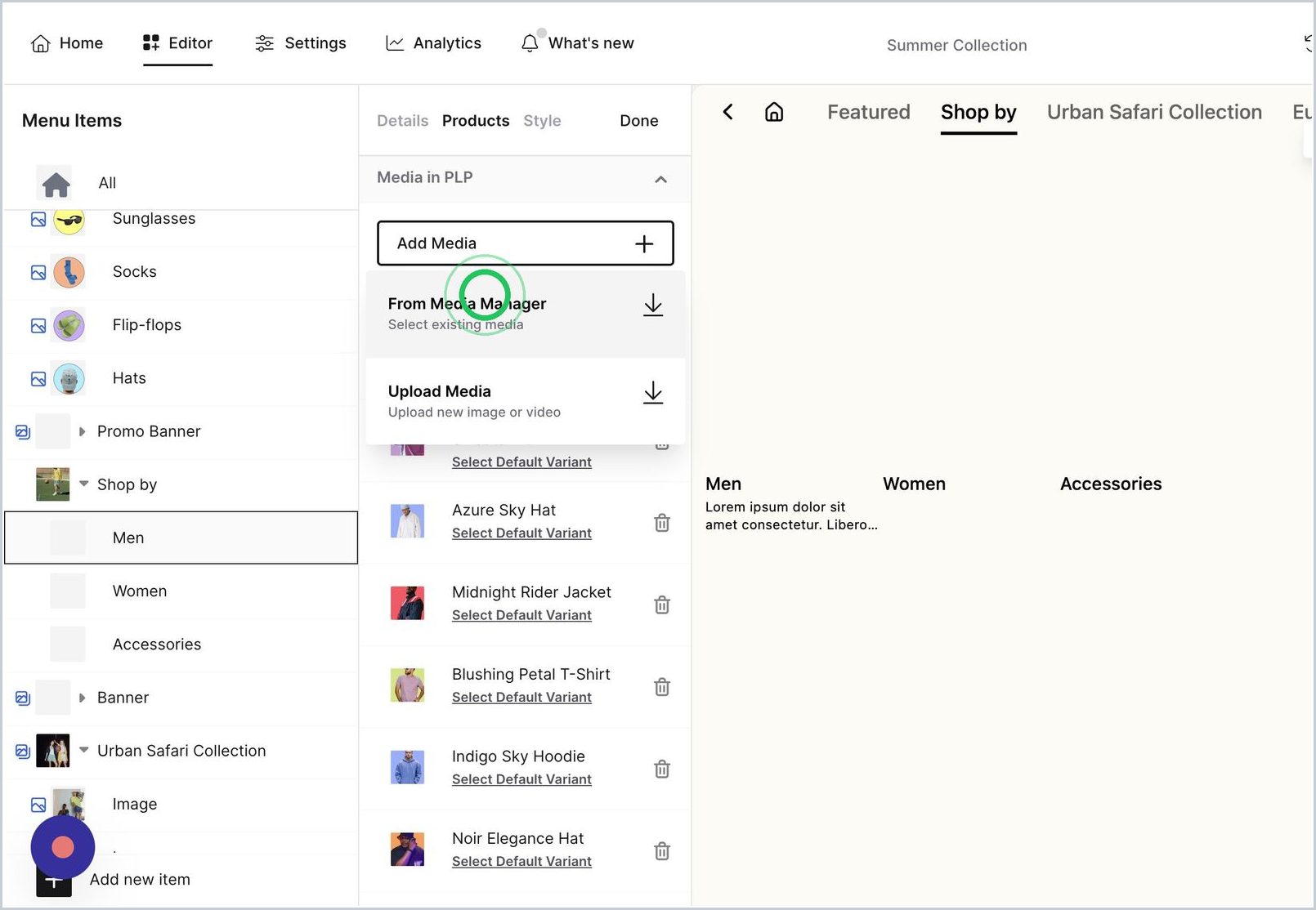 How do I manually add a media in PLP? — step 4