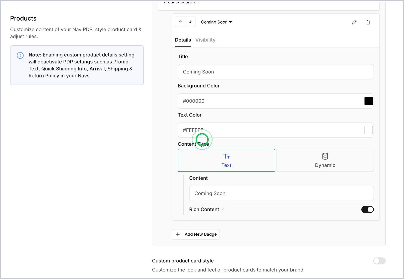 How do I add a Badge on my PDP ? — step 4