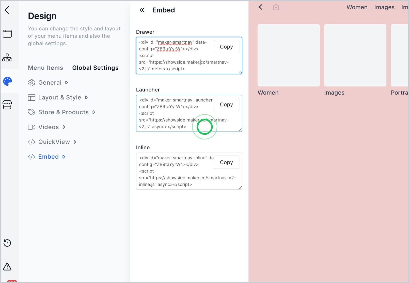 How do I embed Nav on my website? — step 3