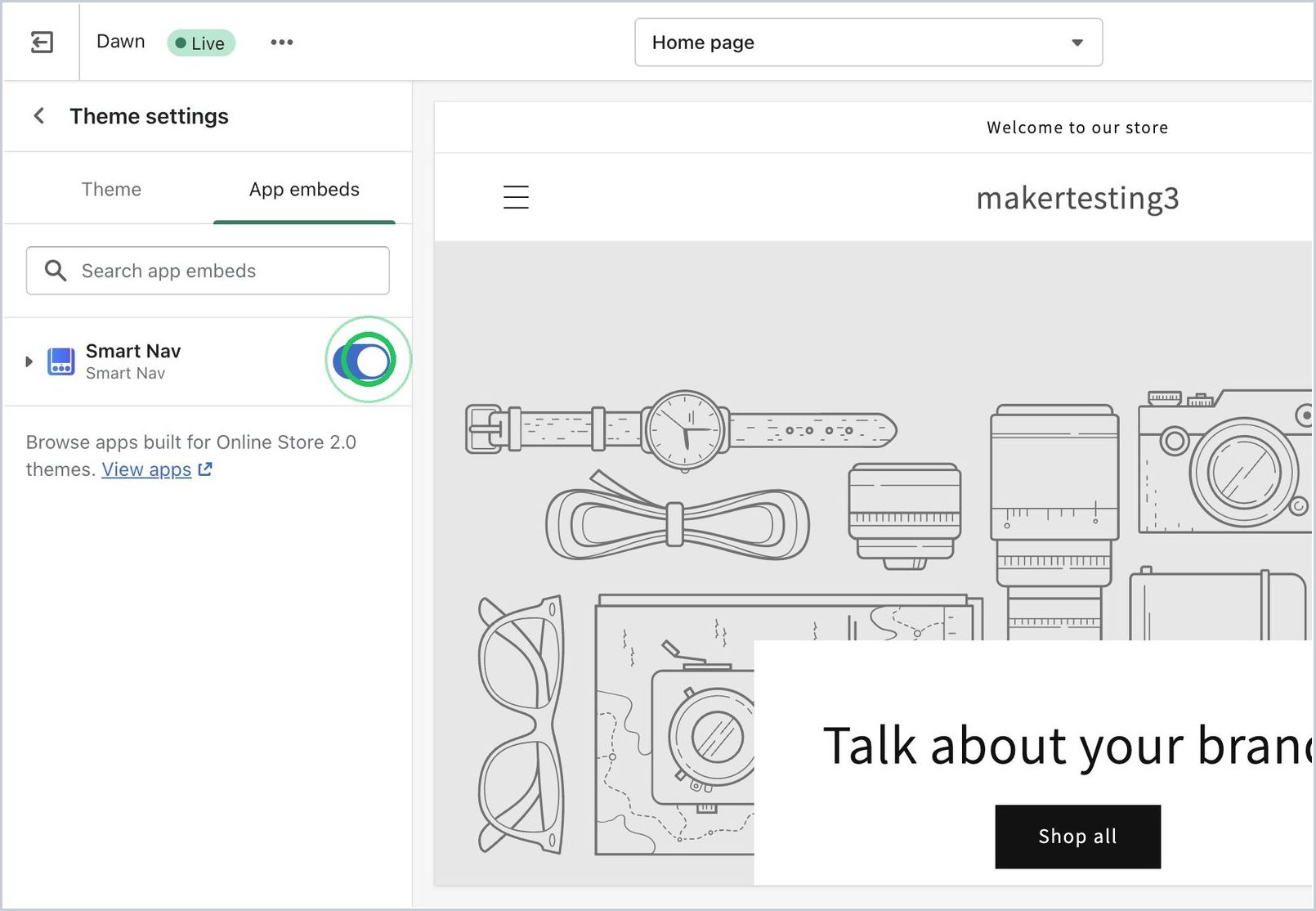 How do you enable Bottom Bar in the Shopify theme? — step 5