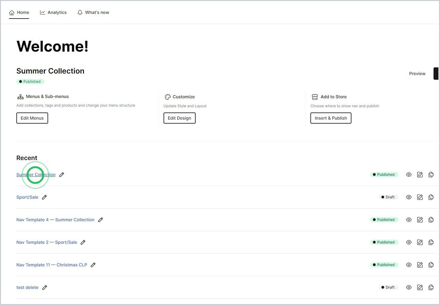 Enabling Recently Viewed feature in Maker Nav — step 1