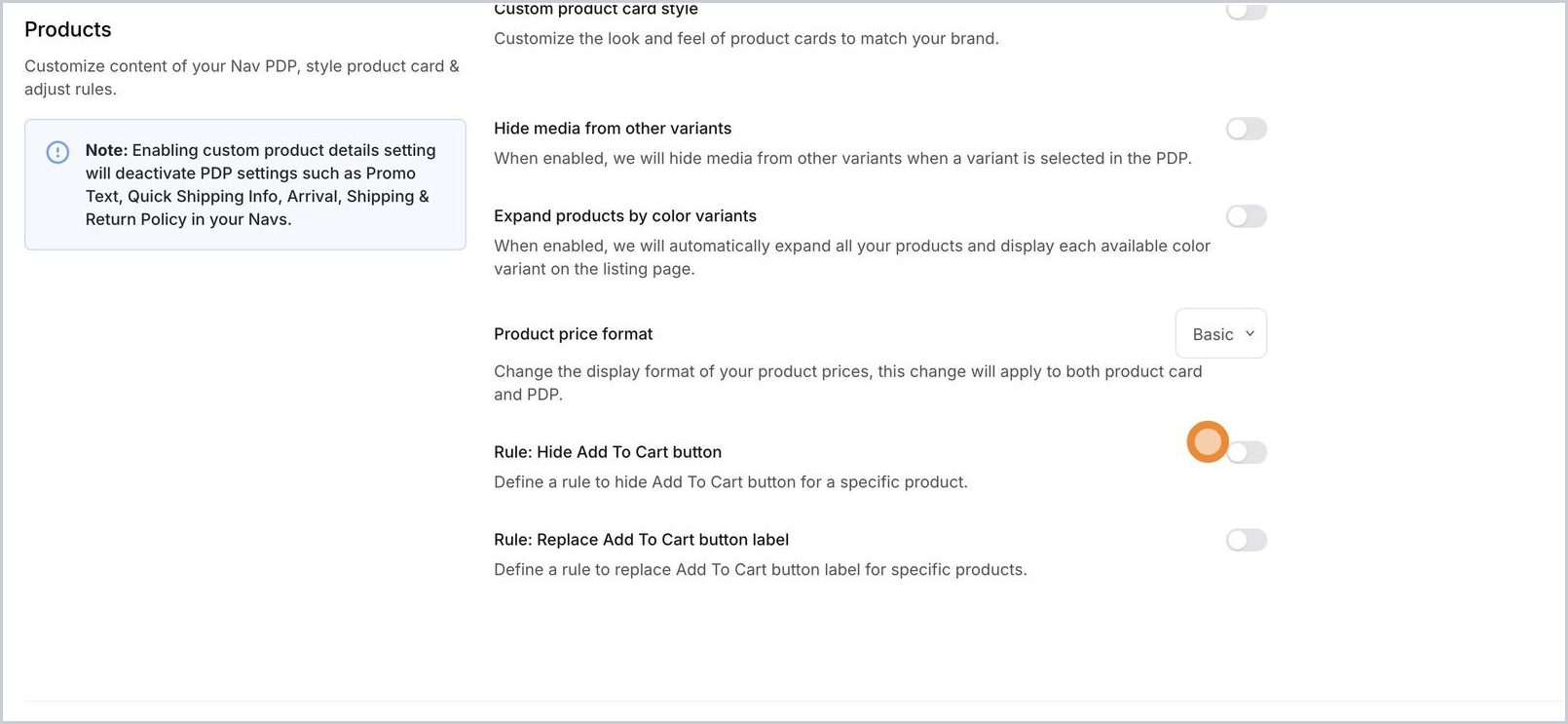 How do I add  hide or replace the 'Add to Cart' CTA — step 2