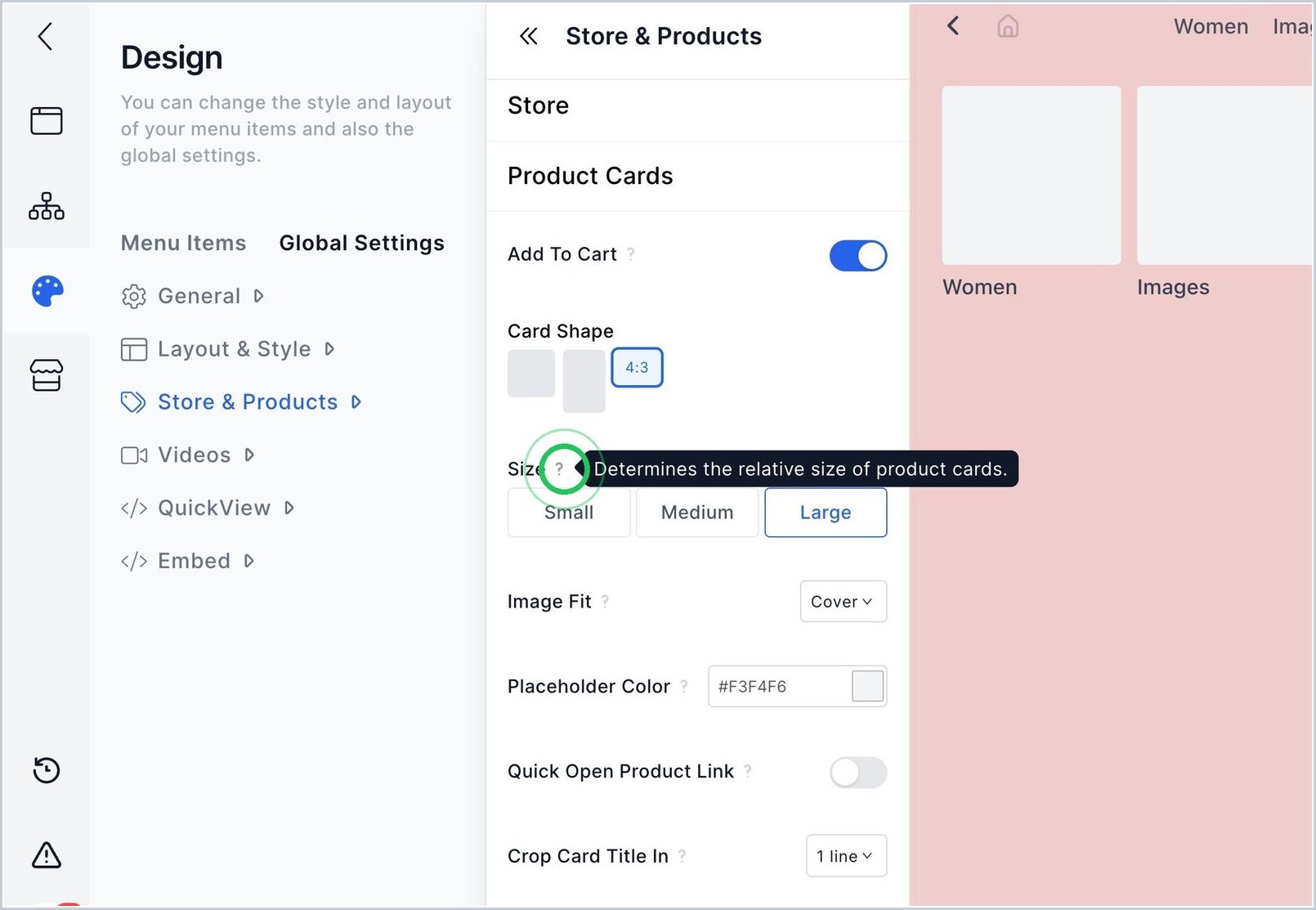 How can I change Product Card Size? — step 1