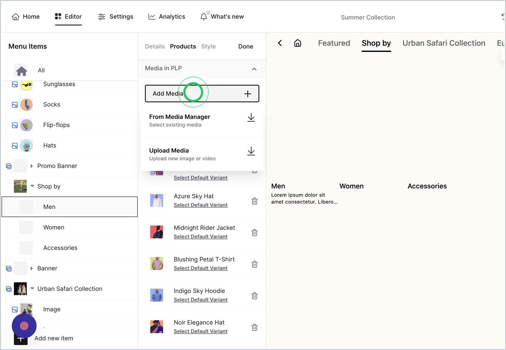 How do I manually add a media in PLP? — step 3