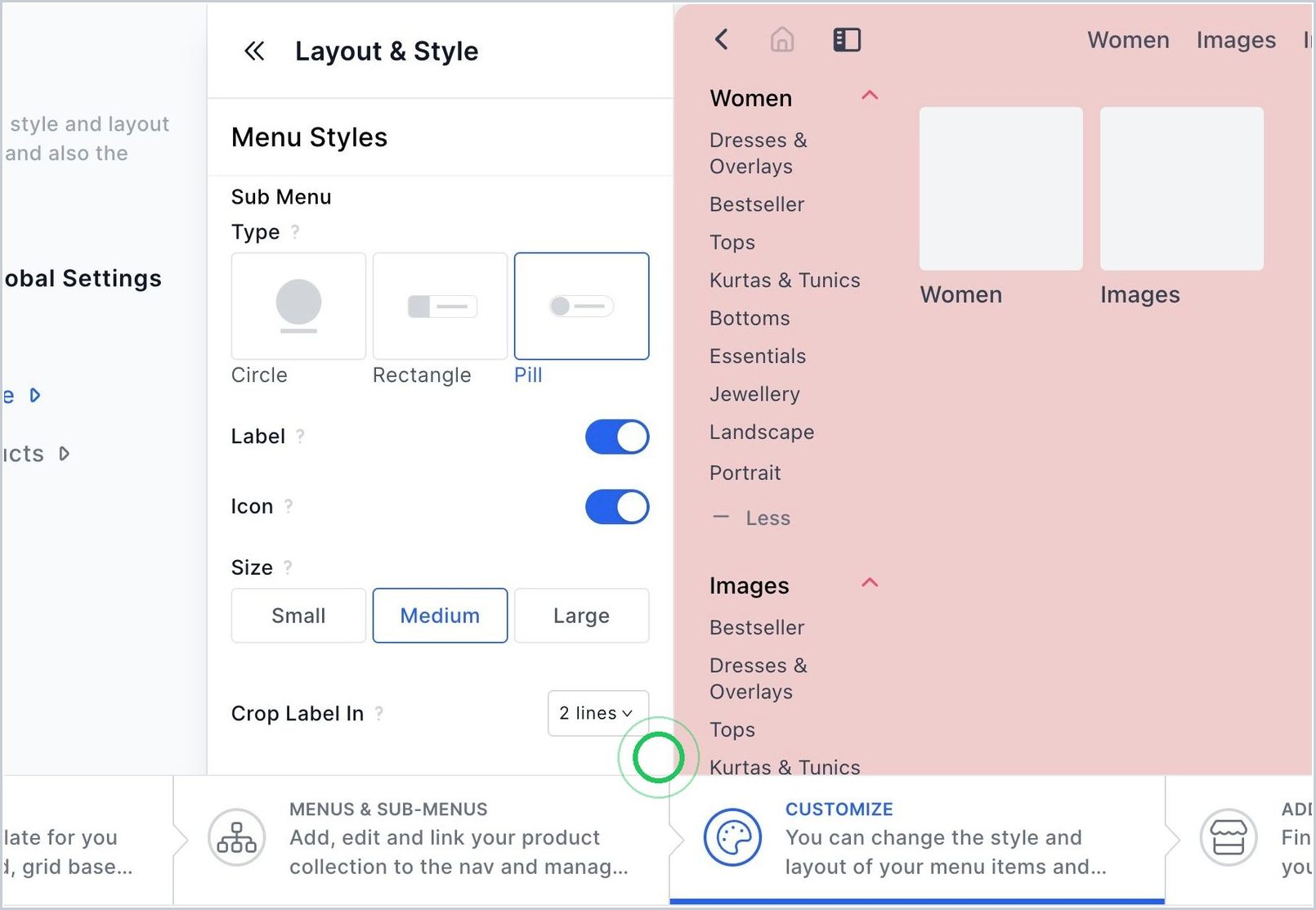 How can I change the style of my sub-menu? — step 1