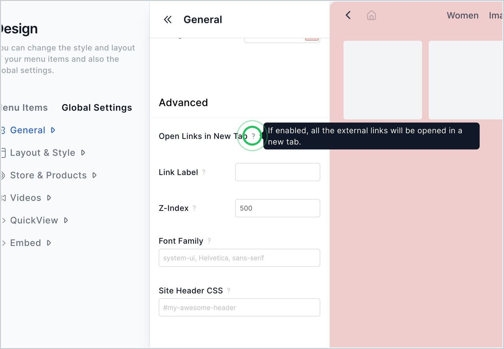 How can I open links in New Tab? — step 1