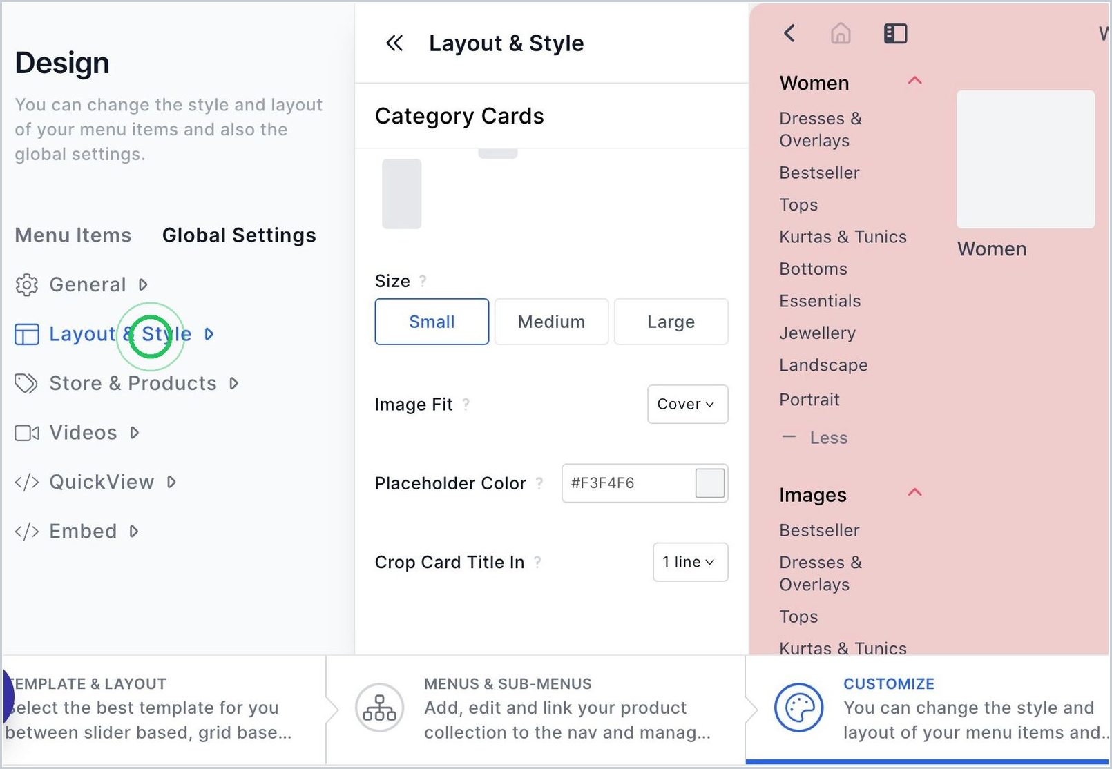 How can I enable Fit to Container for Category Cards? — step 1