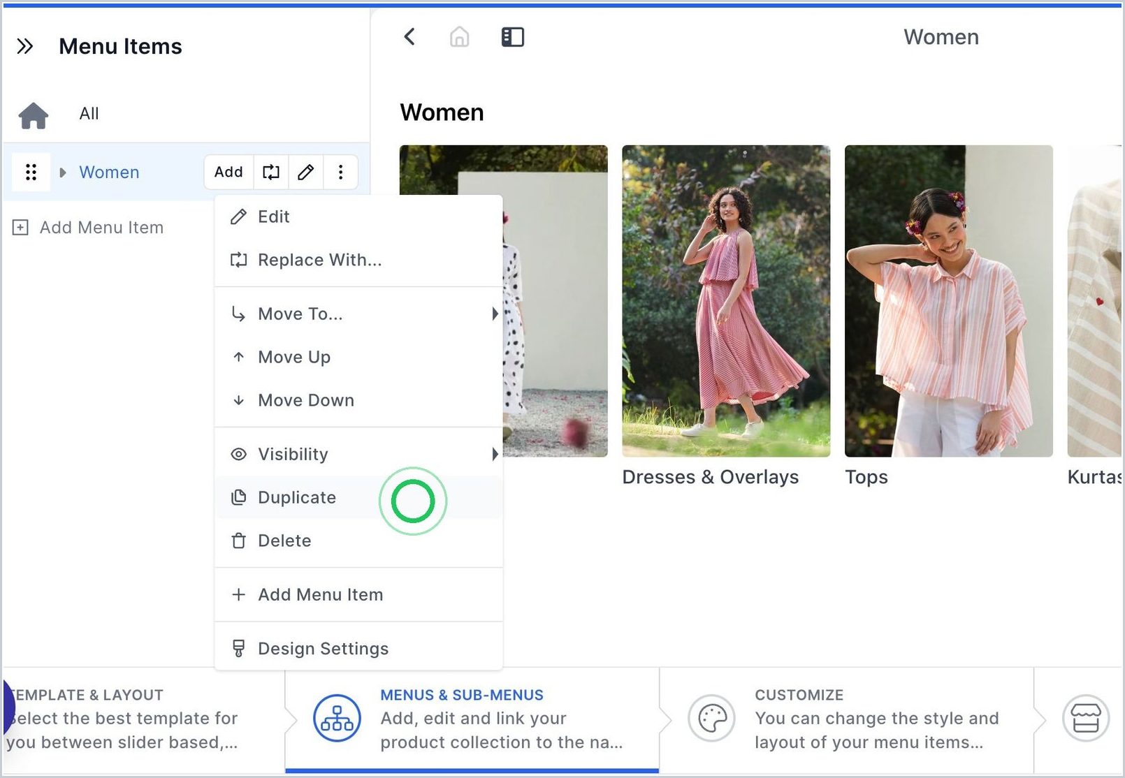 How do I Duplicate a Menu, Sub Menu or Category? — step 3