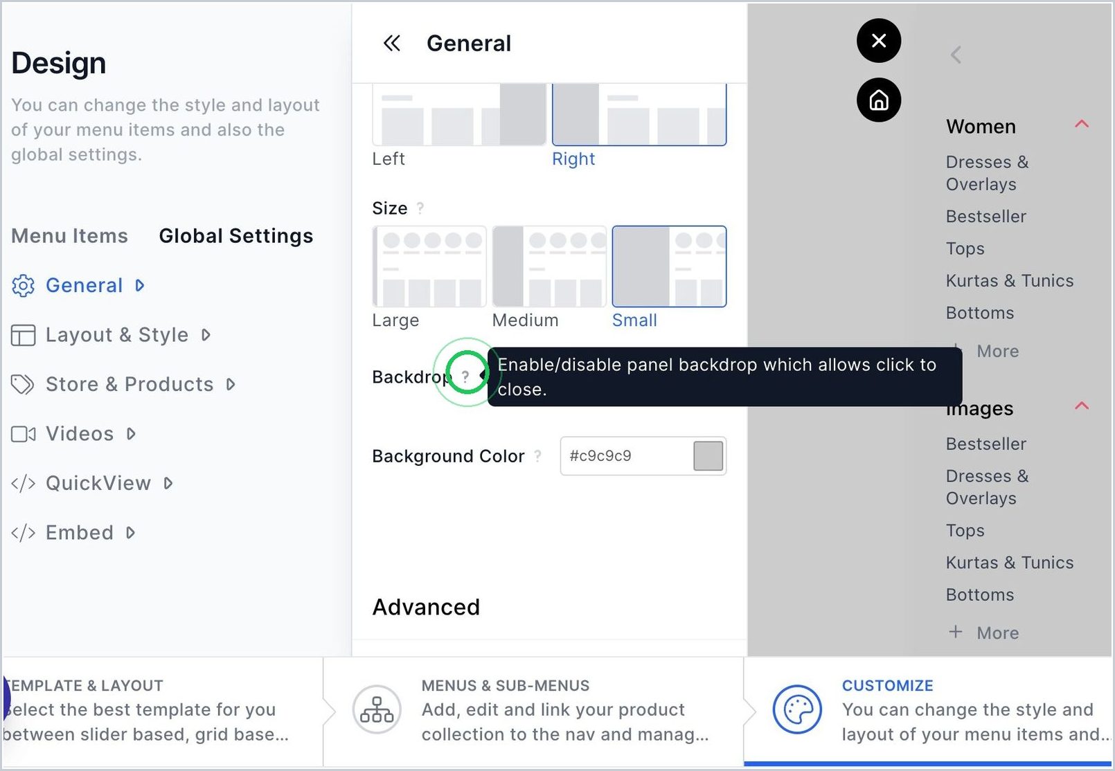 How can I enable Panel Backdrop? — step 1