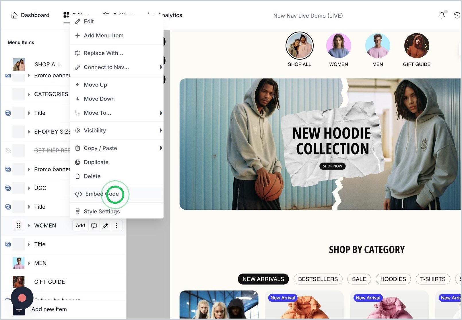 How do I add just a single Nav Menu Item to my site? — step 2