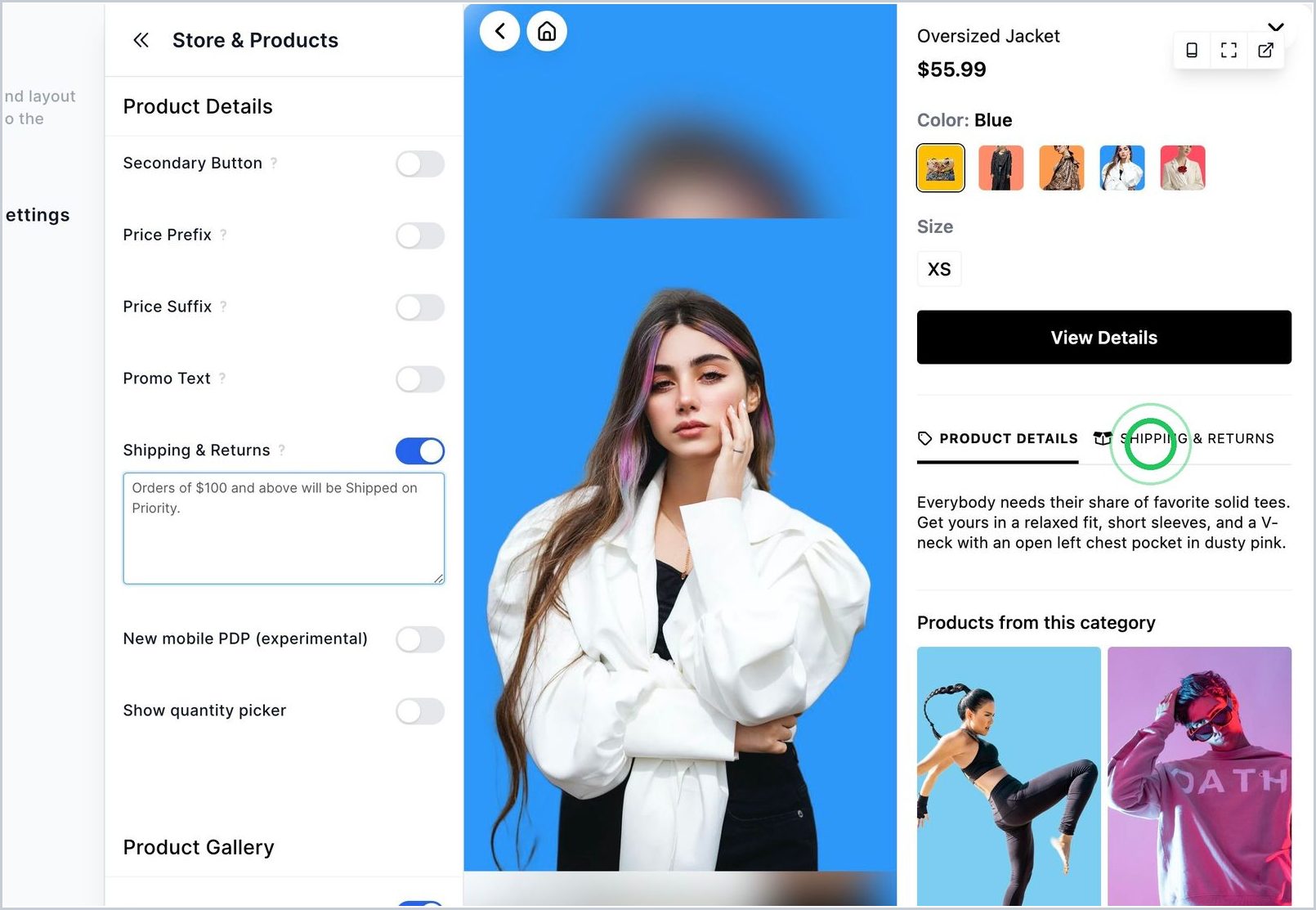 How can I add Shipping and Returns text in my PDP's? — step 4