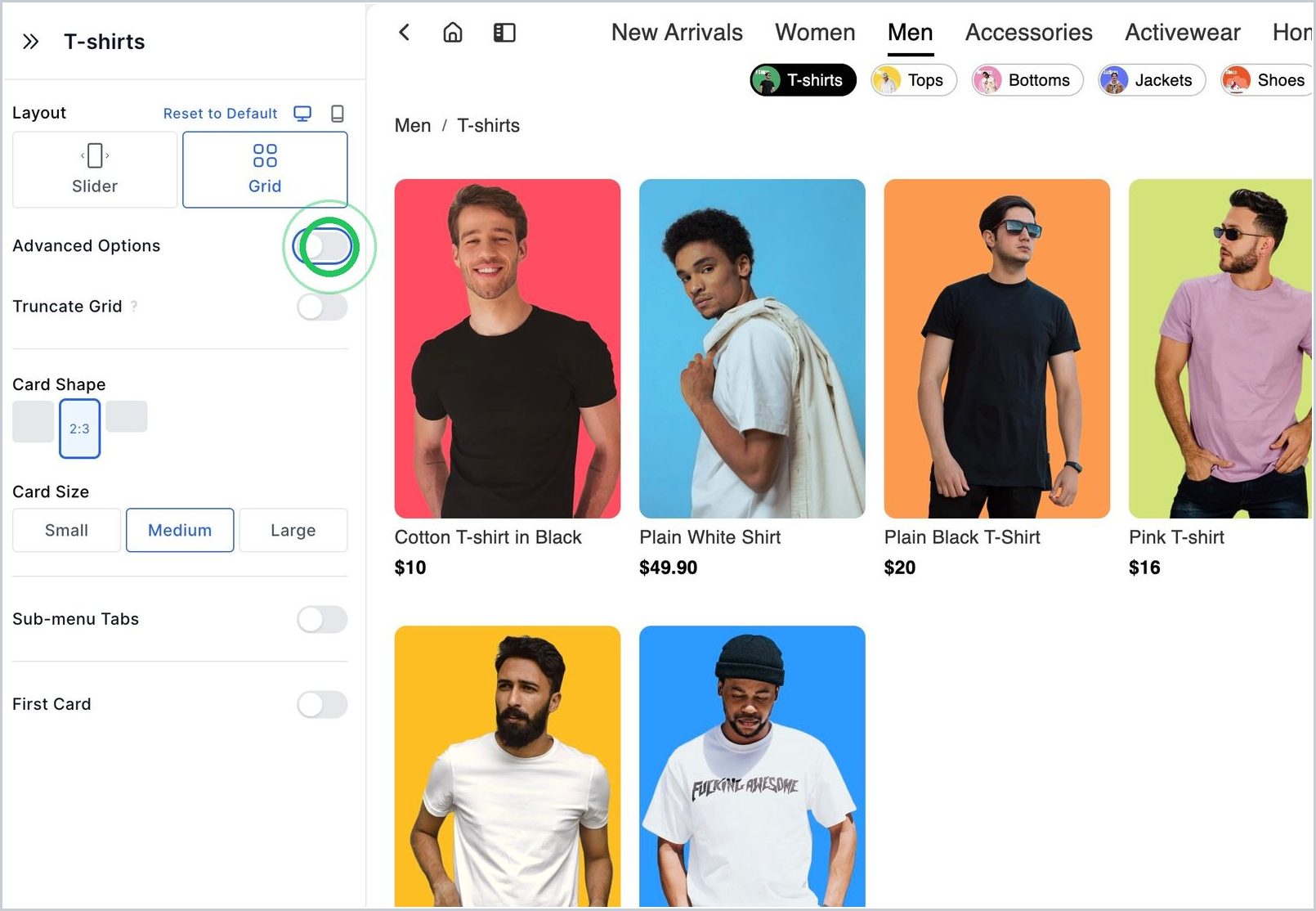 How can I customize the layout of my Grid Menu? — step 1