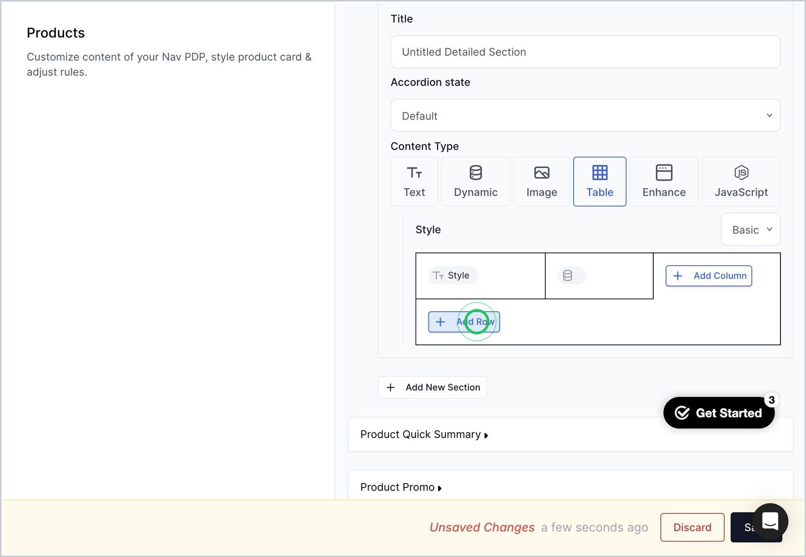 How do I add a table in my product details section on a PDP? — step 13