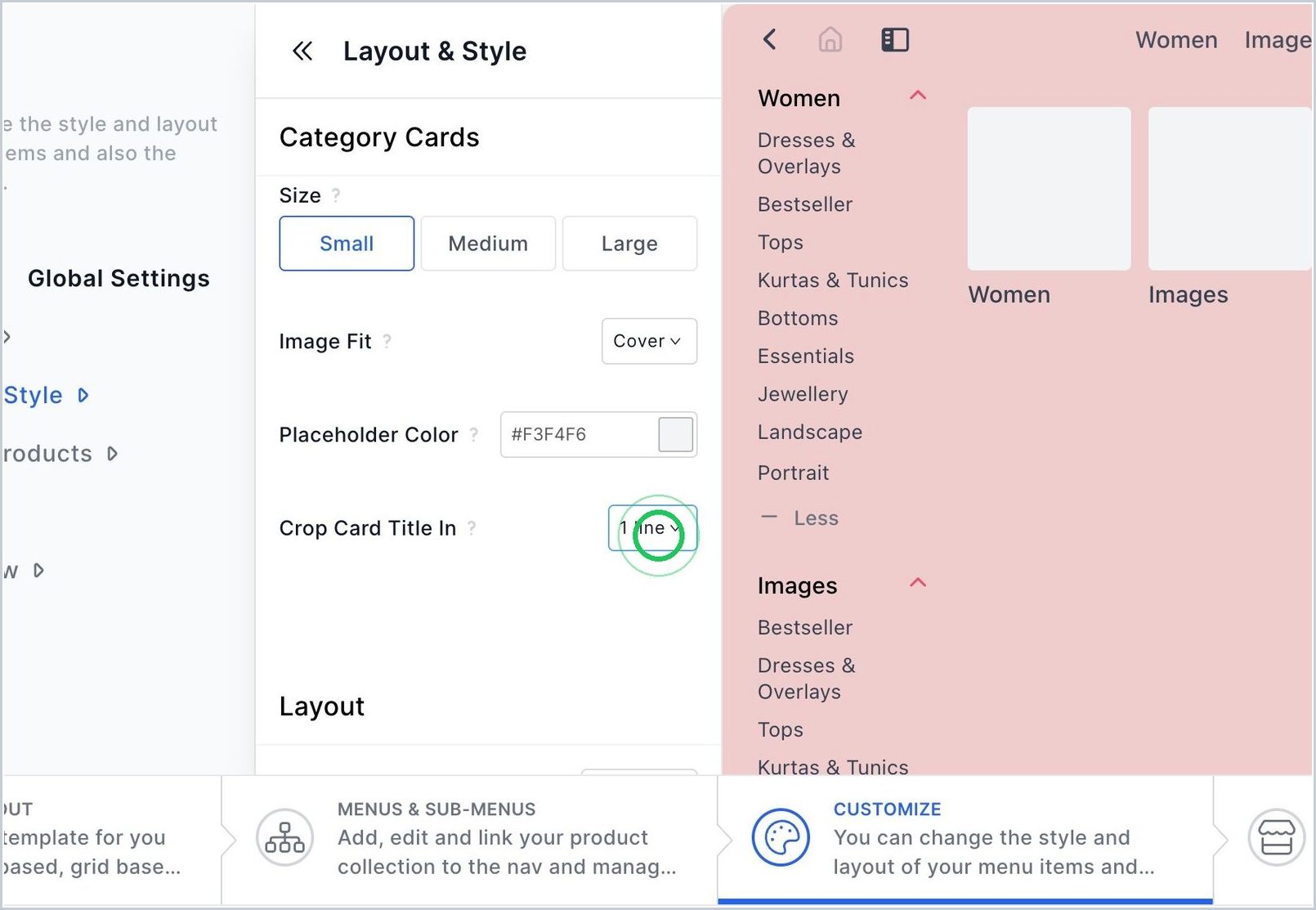 How can I customize Sub-Menu/Category card title line truncation? — step 4