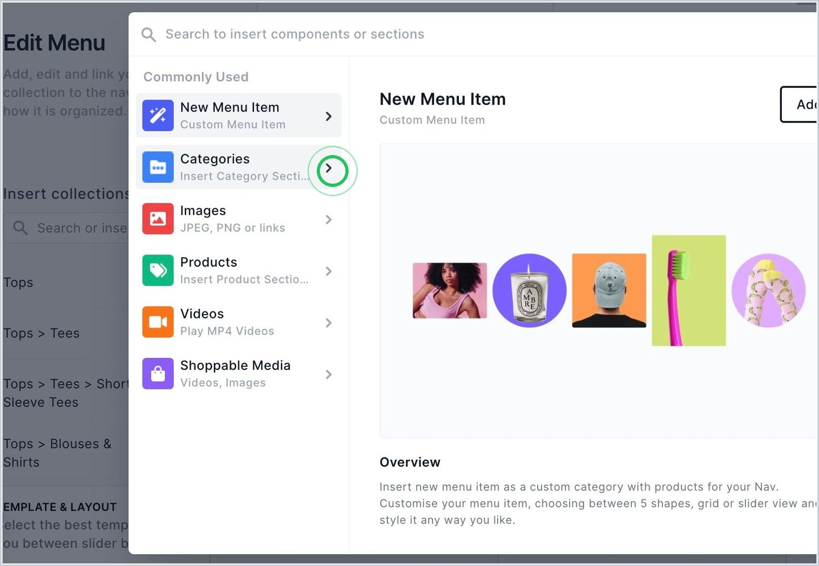 How do I add a menu/collections? — step 3