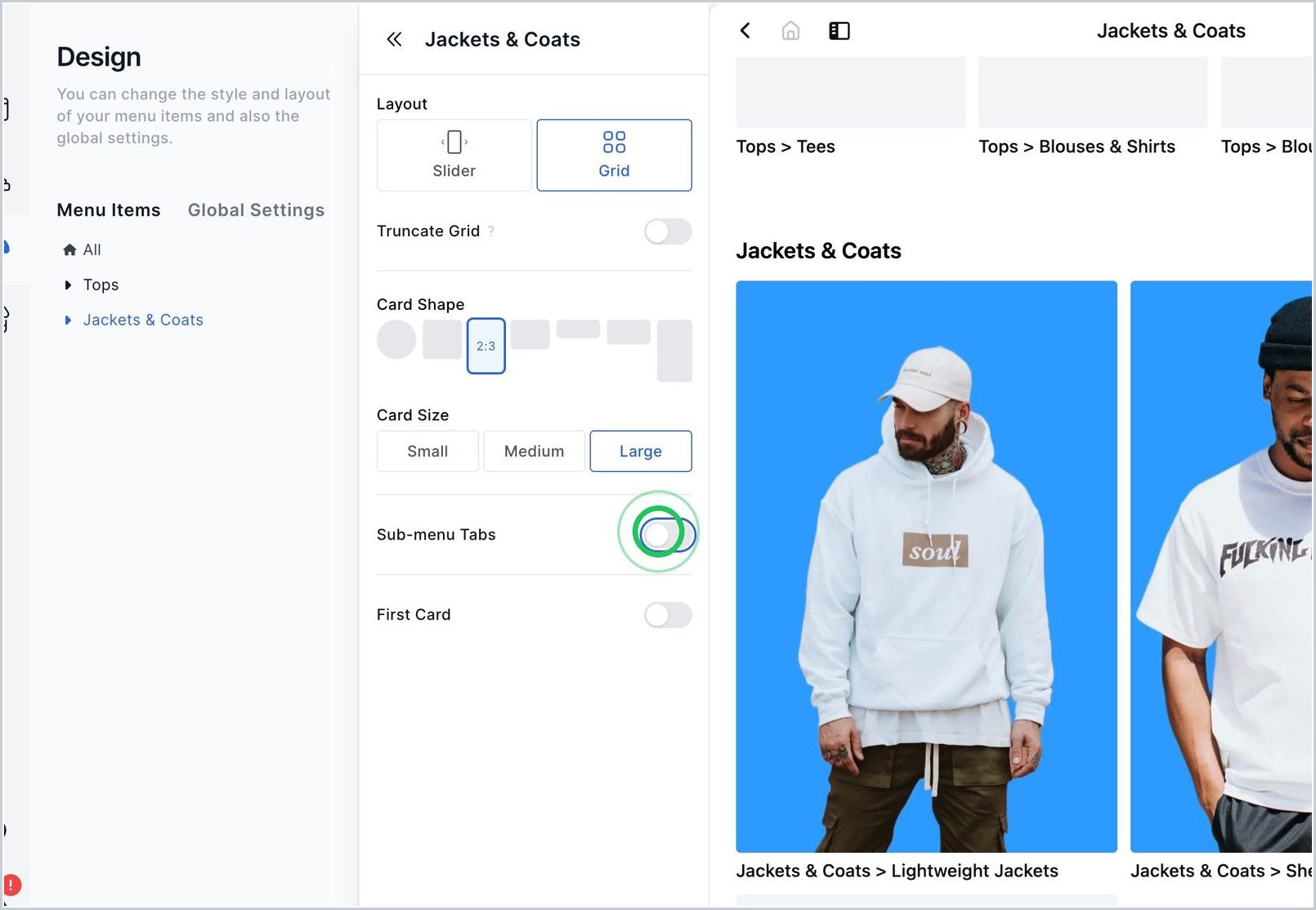 How can I enable 'Tabbed Menu' in my Nav? — step 3