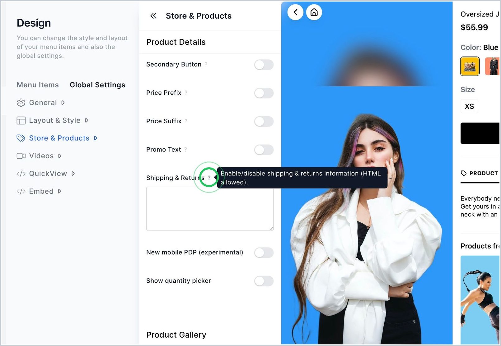 How can I add Shipping and Returns text in my PDP's? — step 3