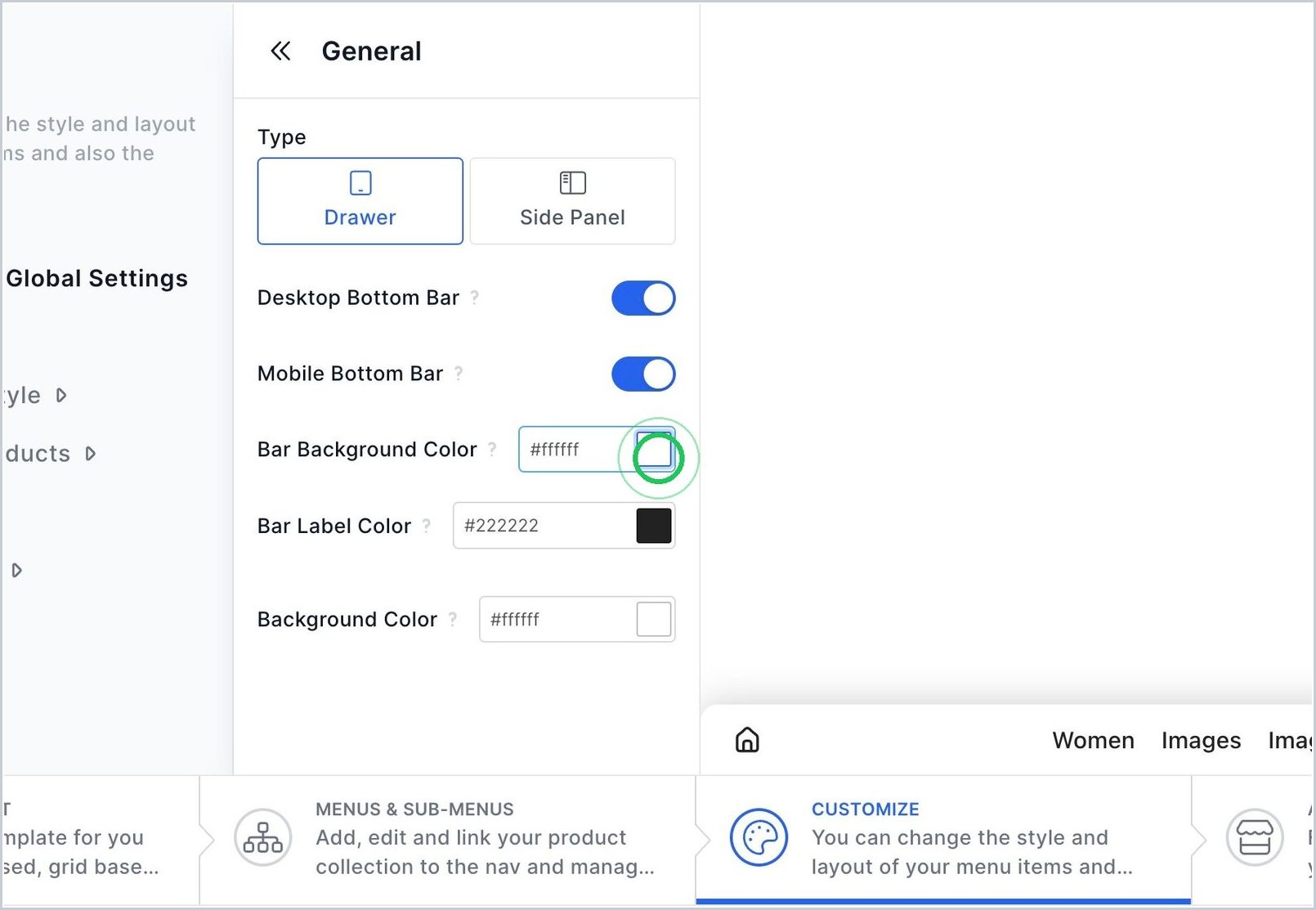 How can I change the drawer Background Color? — step 1