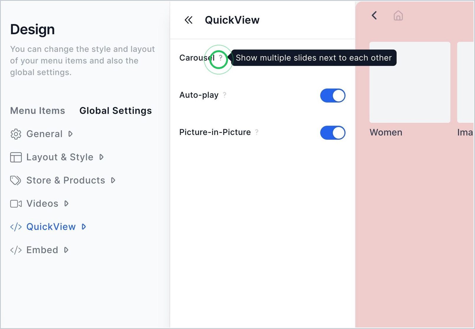 How can I enable Carousels on my nav? — step 1