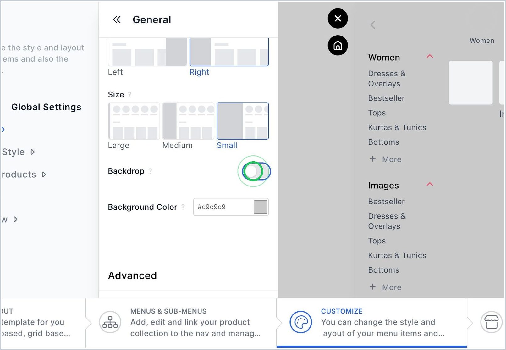 How can I enable Panel Backdrop? — step 2
