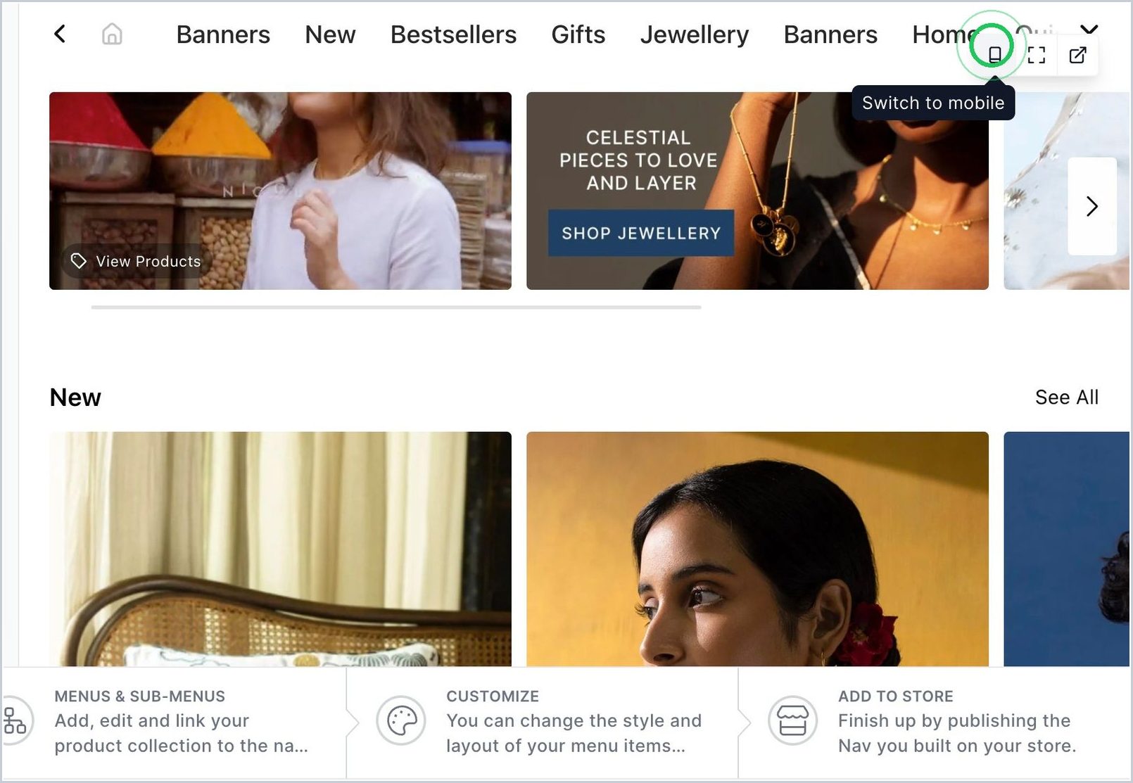 How can you see the desktop or mobile preview of your nav? — step 2